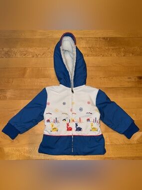 Vintage Quiltex hooded fuzzy Sherpa jacket 18-24 months color-block